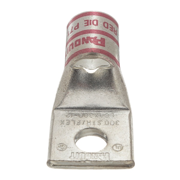 One-Hole Compression Lug, 1 to 2 in Stud, Standard Barrel, Copper, Red